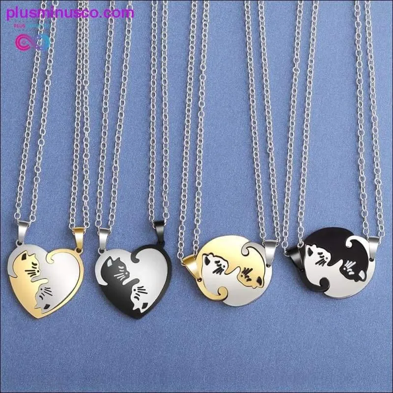 The Purrfect Pendant Necklace , Couple heart necklace Cute