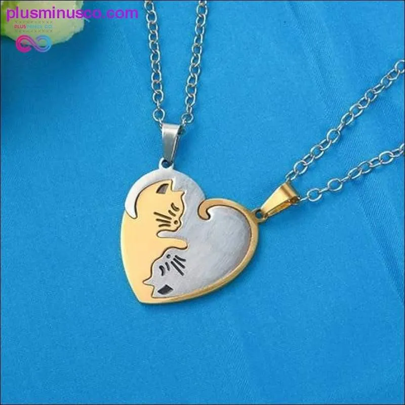 The Purrfect Pendant Necklace , Couple heart necklace Cute