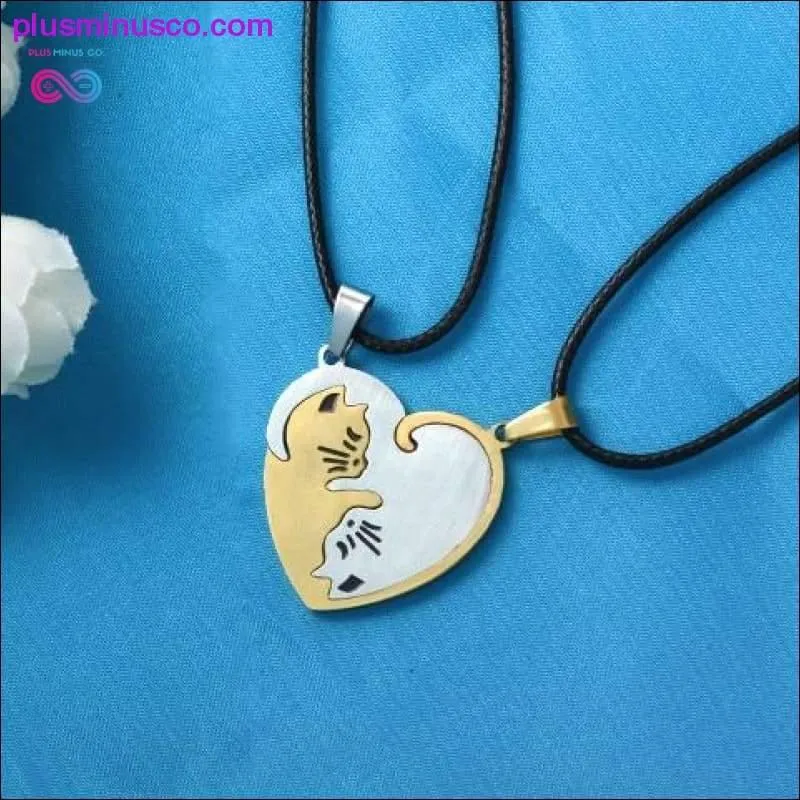 The Purrfect Pendant Necklace , Couple heart necklace Cute