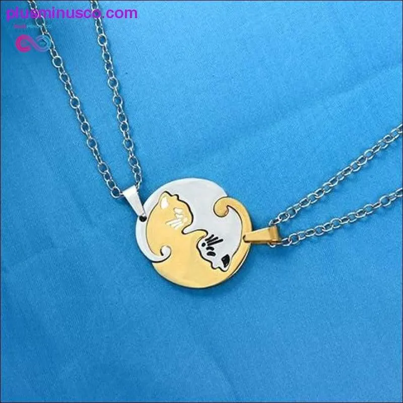 The Purrfect Pendant Necklace , Couple heart necklace Cute