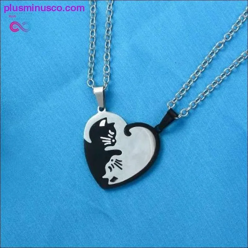 The Purrfect Pendant Necklace , Couple heart necklace Cute