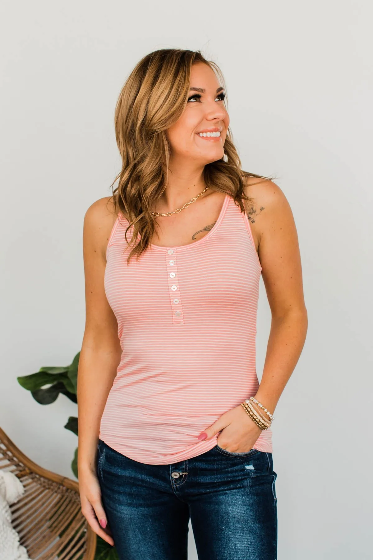 Tried And True Striped Tank- Blush