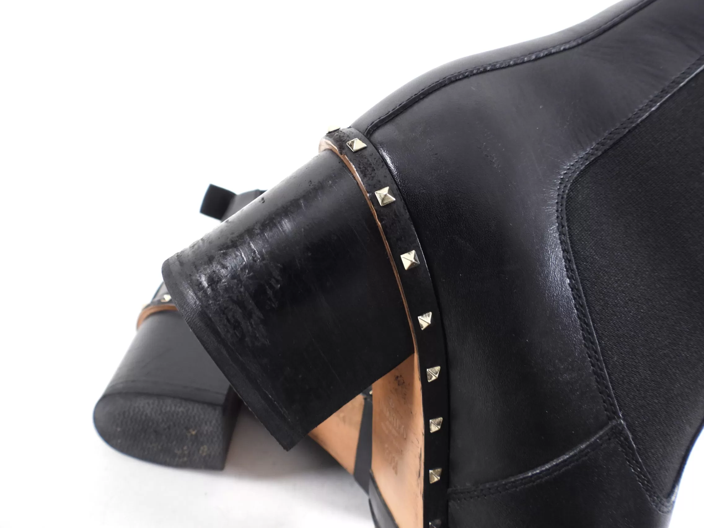 Valentino Black Rock Stud Ankle Boots - 37.5 / USA 7.5