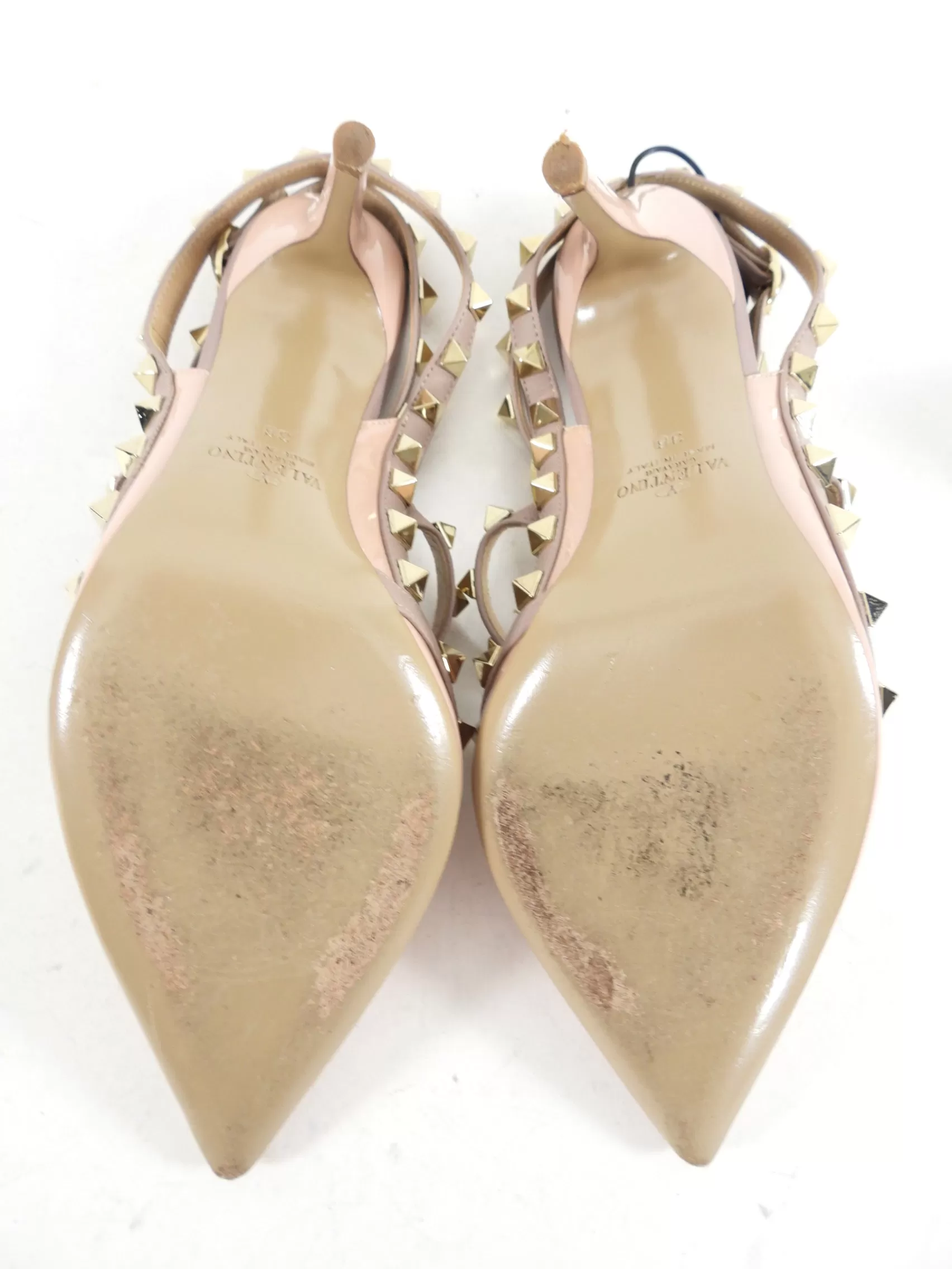 Valentino Rock Stud Nude Patent High Heels - USA 7