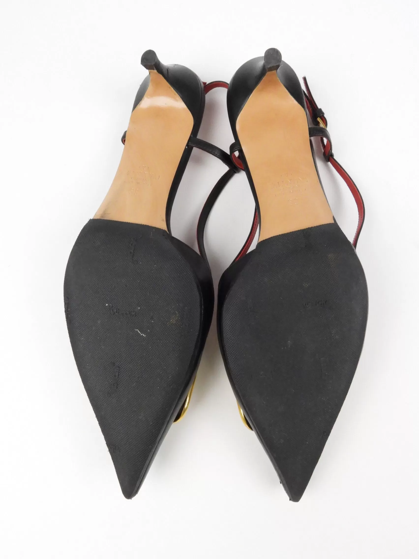 Valentino VLogo Black Calfskin Leather Logo Slingback Pumps - 39