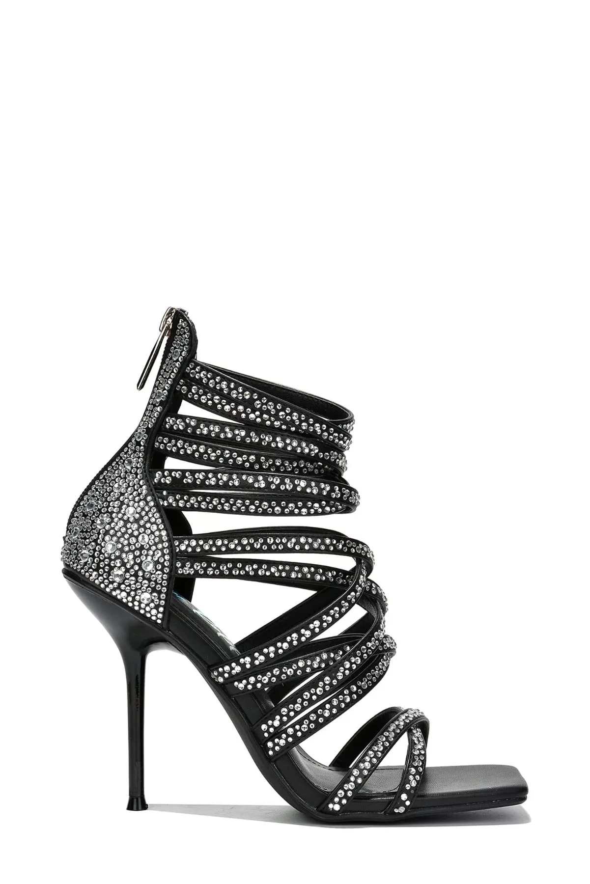 Venezia Rhinestone Crusted Heels - Black