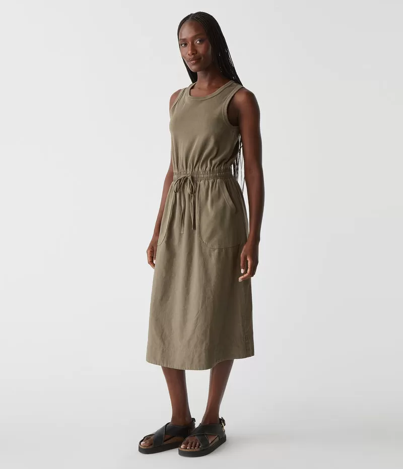 WILHELMINA RIB MIXED MIDI DRESS