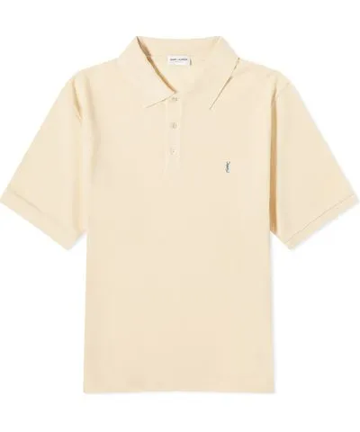 Yves Saint Laurent Men's YSL Logo Polo Shirt Yellow & Blue